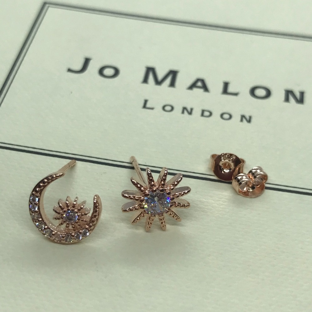 Gold Plated Star Moon Earrings - Picture 3 of 5